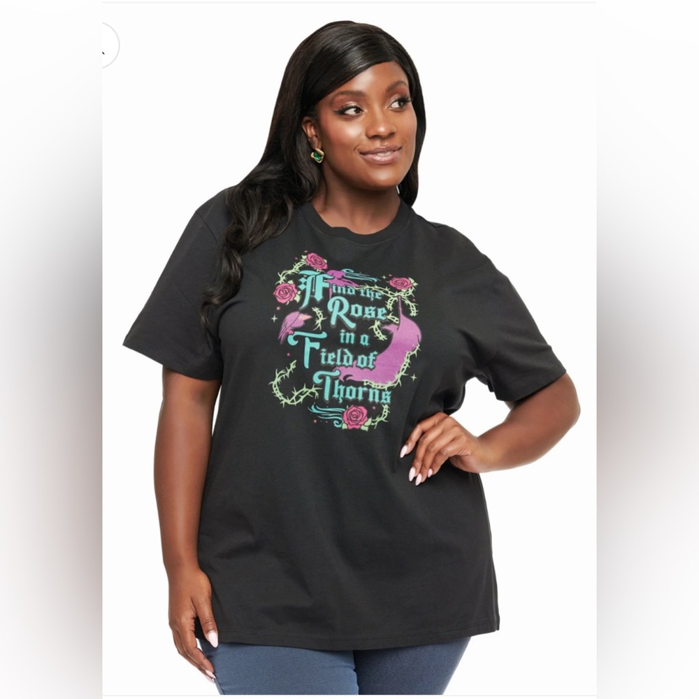 NWT Disney Princess x Unique Vintage Black Sleeping Beauty Graphic Tee, size XL